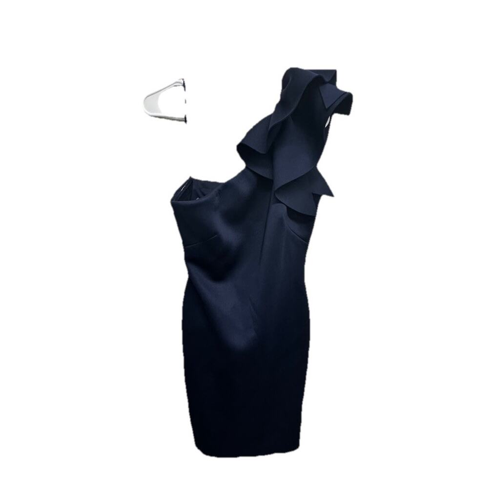 Eliza J Womens Size 12 One Shoulder Scuba Cocktail Dress with Ruffle Sleeve - Picture 4 of 12